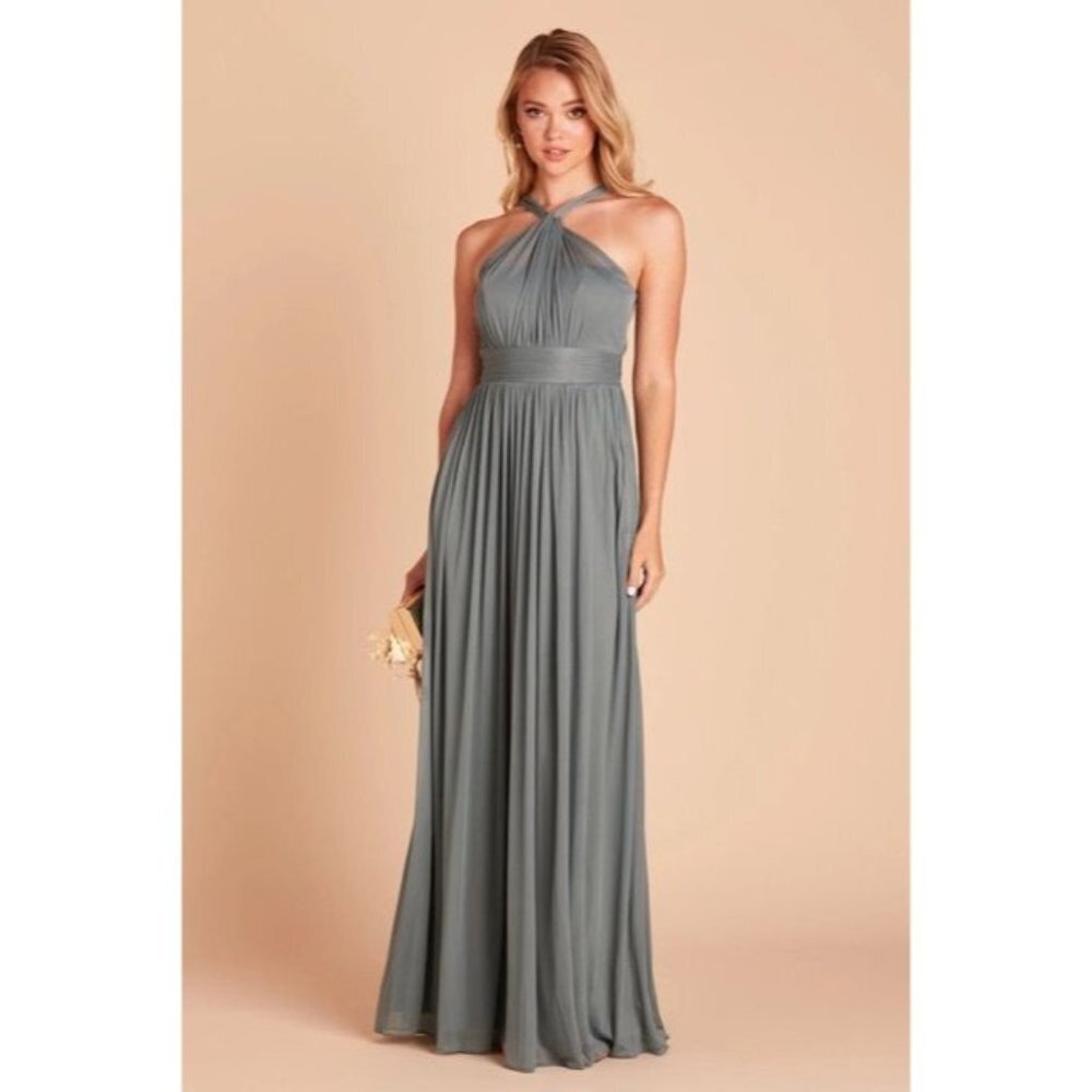 BIRDY GREY Kiko Halter Gown Bridesmaid Formal Dress in Sea Glass
